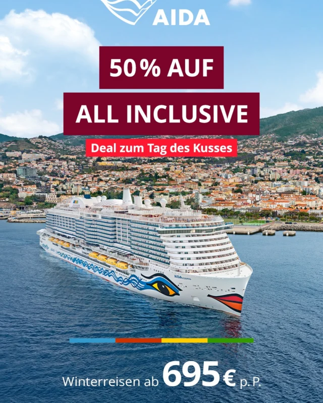 💙🚢 Verliebt in den nächsten Traumurlaub? 💋

Zum Tag des Kusses gibt es ein besonderes Angebot: 50 % auf das ALL INCLUSIVE-Paket! 🌊☀️

Ob Kanaren, Madeira oder die Karibik – sichere dir jetzt deine Winterauszeit zum Top-Preis und genieße deine Kreuzfahrt mit noch mehr Komfort und Genuss. 🛳️🍹

✨ Winterreisen schon ab 695 € p. P.
📅 Jetzt buchen und Vorfreude starten!

Schreib uns gerne eine Nachricht oder komm vorbei – wir beraten dich persönlich und finden die passende Reise für dich. ❤️

#volkacherreisebuero #volkach #aida #kreuzfahrt #reisebüro